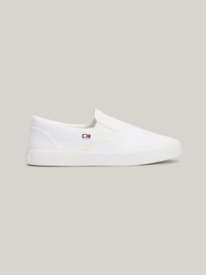 Enamel Flag Slip On Canvas Trainers White Tommy Hilfiger