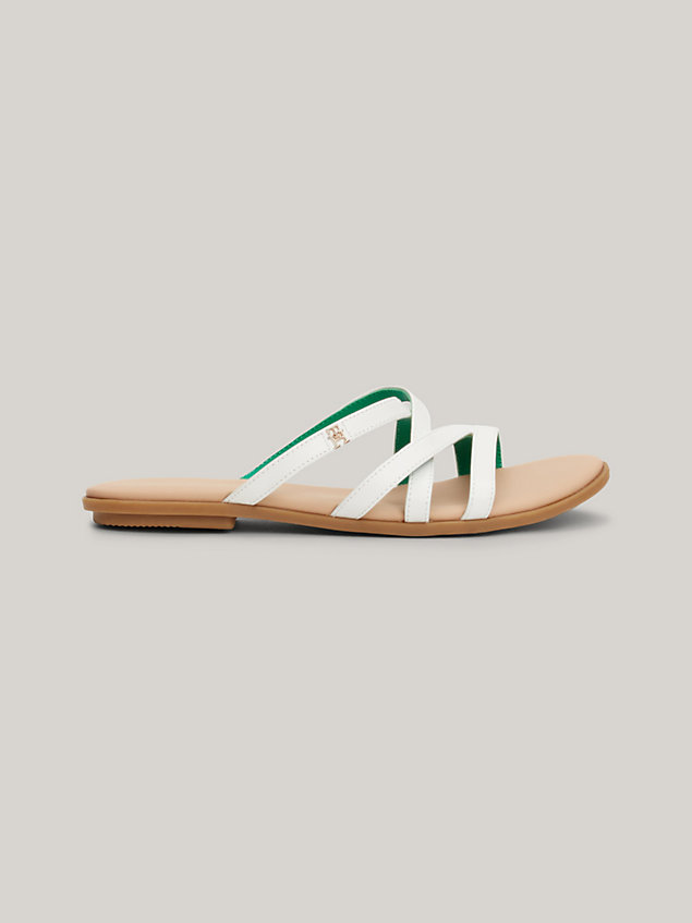 white leather strap flat sandals for women tommy hilfiger
