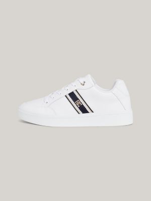 Webbing Leather Court Trainers | White | Tommy Hilfiger
