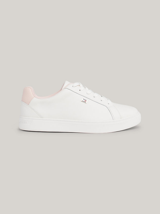 white flag leather court trainers for women tommy hilfiger