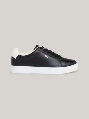 Flag Leather Court Trainers Black Tommy Hilfiger