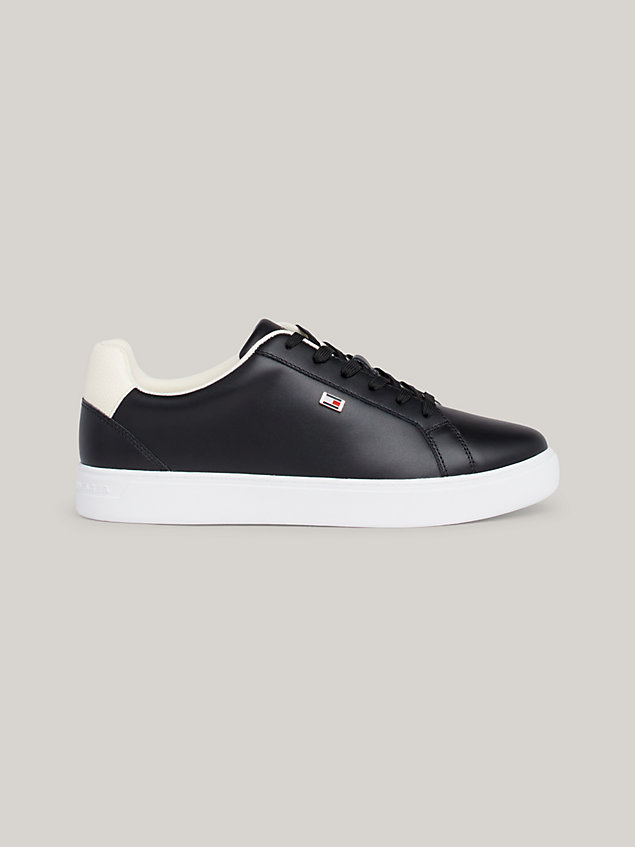 black flag leather court trainers for women tommy hilfiger