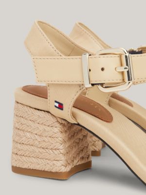 sandali con tacco largo in corda beige da donne tommy hilfiger