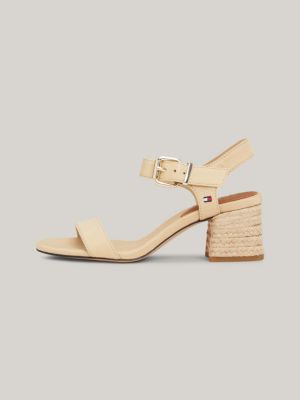 sandali con tacco largo in corda beige da donne tommy hilfiger