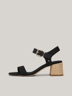 Black wooden block heel sandals hot sale