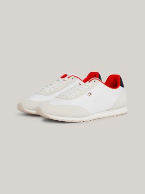 scarpe running heritage in camoscio bianco da donne tommy hilfiger