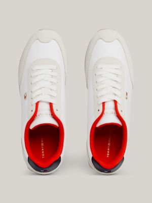 scarpe running heritage in camoscio bianco da donne tommy hilfiger