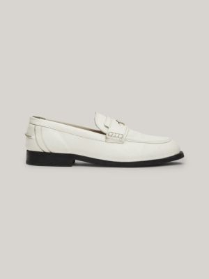 mocasines de piel con picado crest classics white de mujeres tommy hilfiger