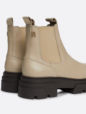 weiß chelsea-boot aus leder mit klobiger sohle für damen - tommy hilfiger