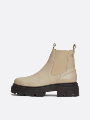 weiß chelsea-boot aus leder mit klobiger sohle für damen - tommy hilfiger