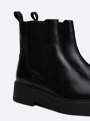 black leather logo tape chelsea boots for women tommy hilfiger