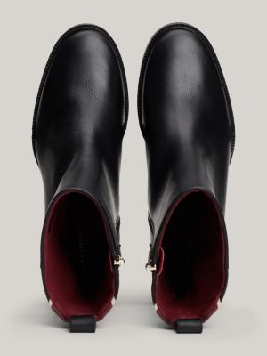 bottines en cuir à monogramme th noir pour femmes tommy hilfiger