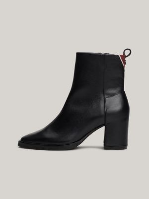 black th monogram leather ankle boots for women tommy hilfiger