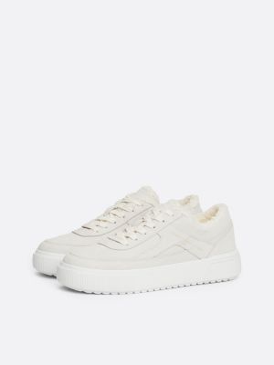 sneakers in pelle scamosciata con interno cal bianco da donne tommy hilfiger