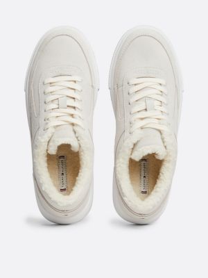 sneakers in pelle scamosciata con interno cal bianco da donne tommy hilfiger