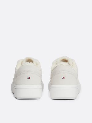 beige warm lined suede trainers for women tommy hilfiger