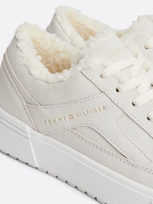 sneakers in pelle scamosciata con interno cal bianco da donne tommy hilfiger