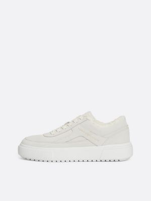 sneakers in pelle scamosciata con interno cal bianco da donne tommy hilfiger