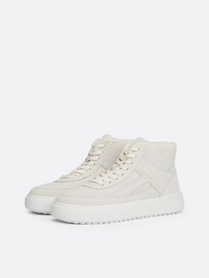 sneakers alte in pelle scamosciata bianco da donne tommy hilfiger