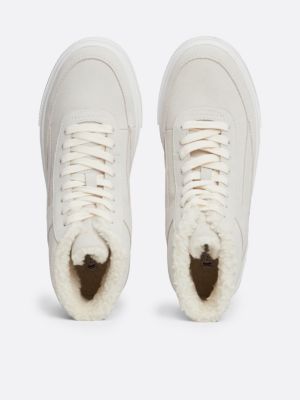 sneakers alte in pelle scamosciata bianco da donne tommy hilfiger