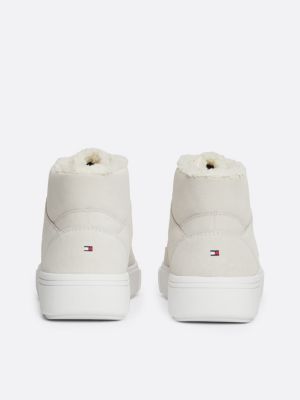 sneakers alte in pelle scamosciata bianco da donne tommy hilfiger