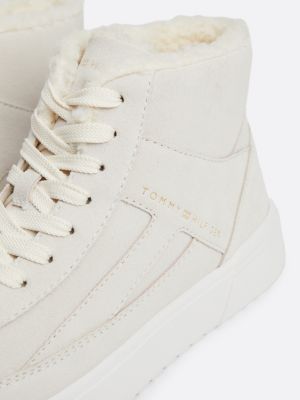 sneakers alte in pelle scamosciata bianco da donne tommy hilfiger