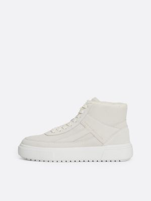 sneakers alte in pelle scamosciata bianco da donne tommy hilfiger