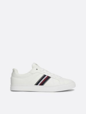 white leather signature tape court trainers for women tommy hilfiger