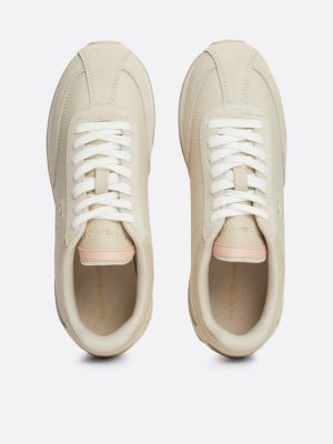 white heritage leather runner trainers for women tommy hilfiger