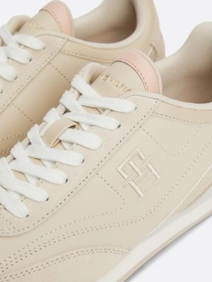 white heritage leather runner trainers for women tommy hilfiger