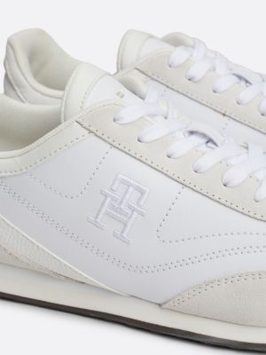 white heritage leather runner trainers for women tommy hilfiger