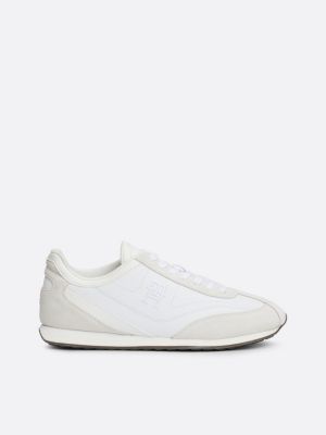 zapatillas estilo running heritage de piel white de mujeres tommy hilfiger