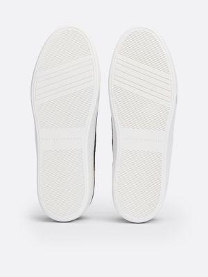 black th monogram leather platform trainers for women tommy hilfiger