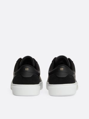 black metal hardware leather court trainers for women tommy hilfiger