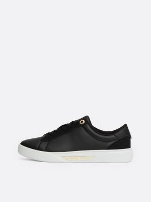 sneakers sportive in pelle nero da donne tommy hilfiger