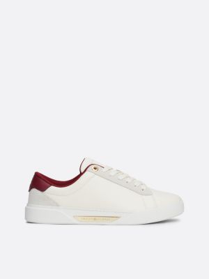 wit leren sneaker met metalen hardware voor dames - tommy hilfiger