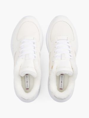 white warm lined chunky runner trainers for women tommy hilfiger