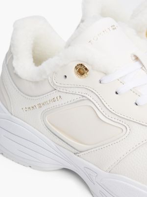 beige warm lined chunky runner trainers for women tommy hilfiger