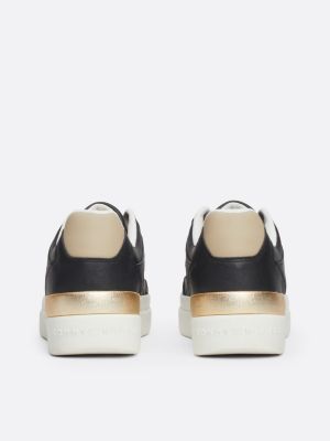 black th monogram chunky court trainers for women tommy hilfiger