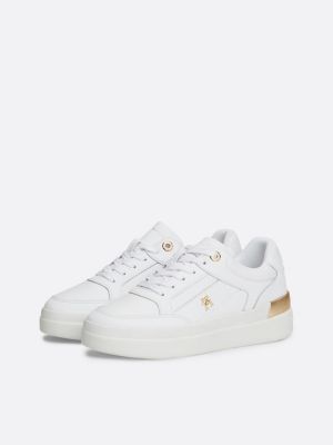 white th monogram chunky court trainers for women tommy hilfiger