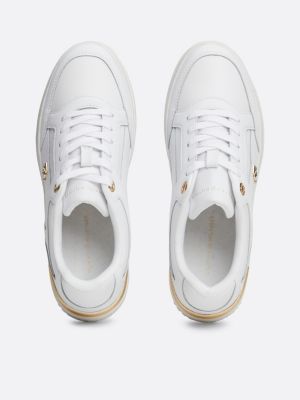 white th monogram chunky court trainers for women tommy hilfiger