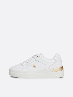 white th monogram chunky court trainers for women tommy hilfiger