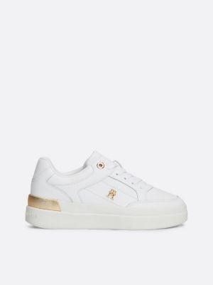 white th monogram chunky court trainers for women tommy hilfiger