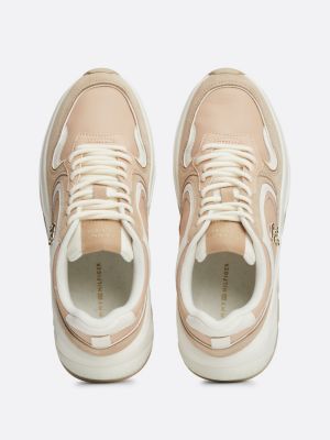 sneakers running in pelle con suola spessa bianco da donne tommy hilfiger