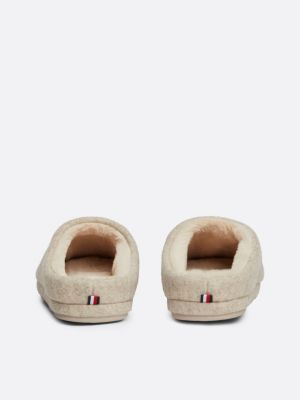 beige th monogram embroidery slippers for women tommy hilfiger