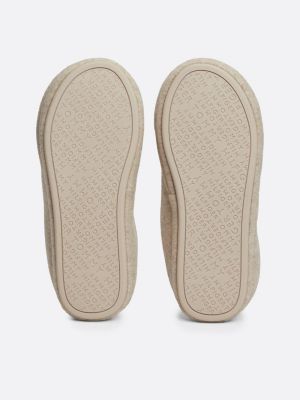 beige th monogram embroidery slippers for women tommy hilfiger