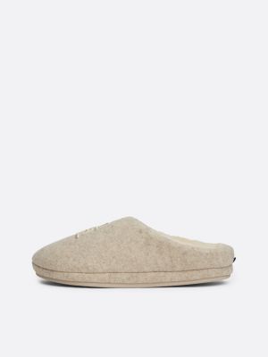 beige th monogram embroidery slippers for women tommy hilfiger