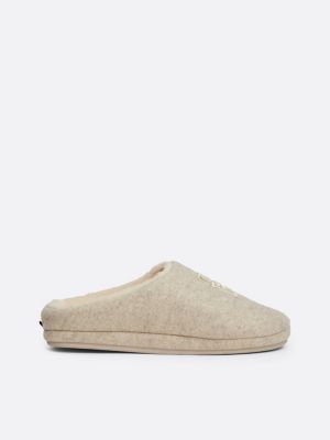 beige pantoffel met geborduurd th-monogram voor dames - tommy hilfiger