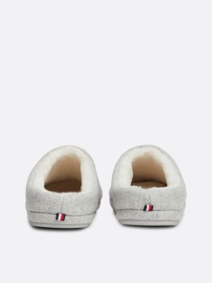 slippers con monogramma th ricamato grigio da donne tommy hilfiger