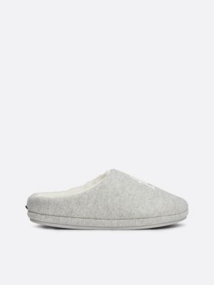 grey th monogram embroidery slippers for women tommy hilfiger